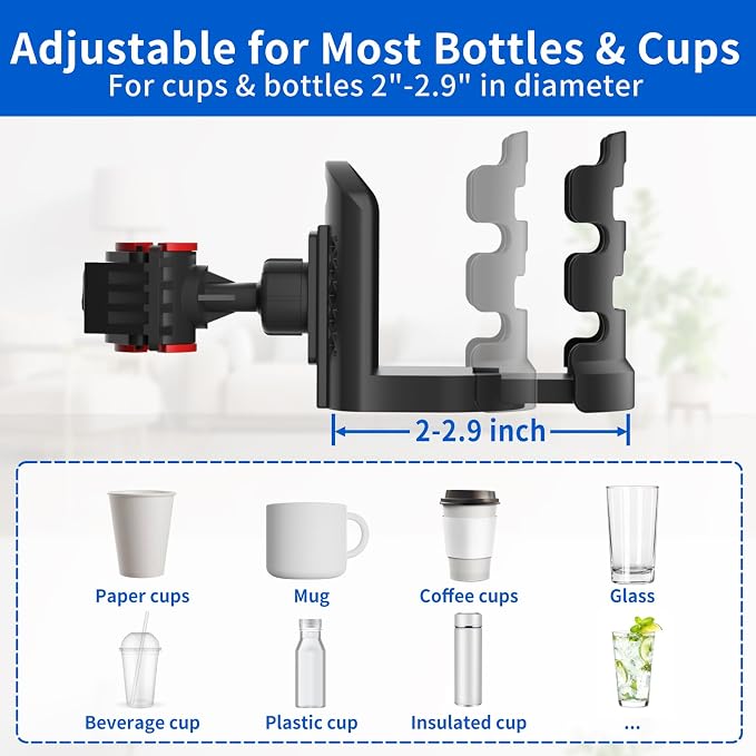 Adjustable Mic Stand Drink Holder with 360° Rotate Microphone Stand Cup Holder - Universal Water Bottle Holder Clamp On Cup Holder for Mic Stand, Music or Drum Stands to Holds Cups, 2 Pack - Image 3
