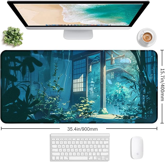 Tropical Plants XL Extended Gaming Keyboard Pad Computer Non Slip Mouse Pad | Large Extended Mouse Pad; Full Desk Coverage; Waterproof Coating; Stable Anti-Slide Base For Gaming, Office, Study Daily Use - Image 2