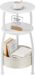 Small Round Side Table for Living Room with Storage Basket, 11.81in by designyourhome