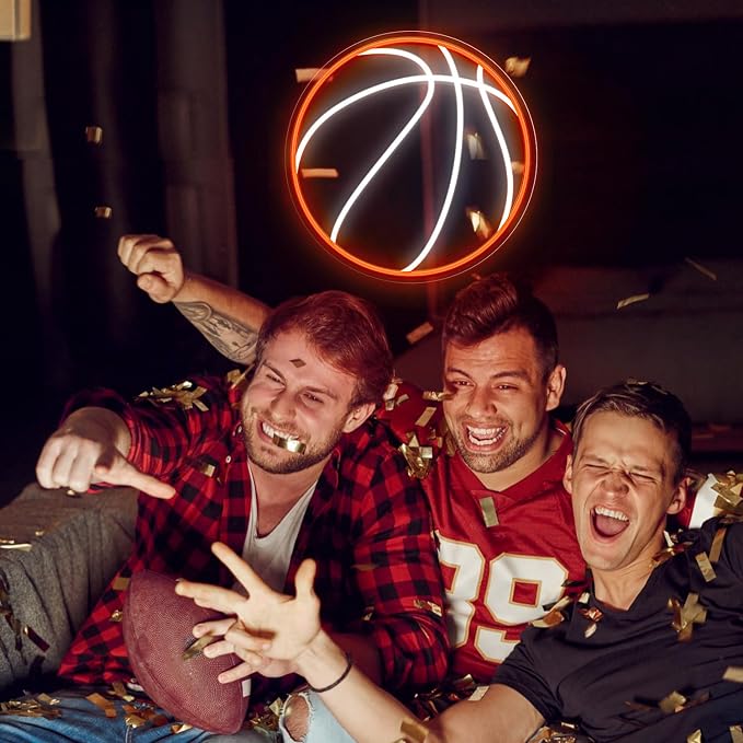 Basketball Neon Sign, 12.6×12.6 Inch Basketball Led Neon Light, Dimmable LED Neon Signs for Wall Decor, Powered by USB Wall Decor Aesthetic, Sports Neon Signs for Room Bedroom Shop Decor - Image 4