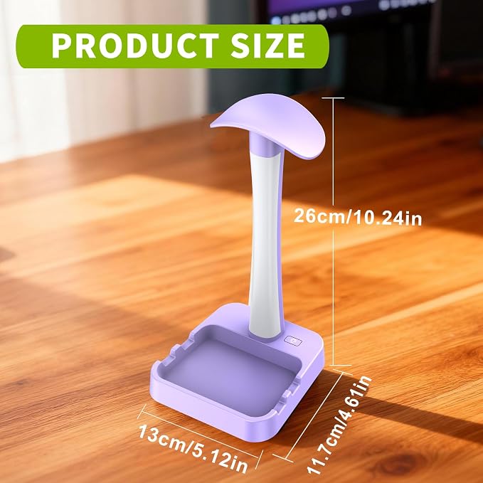 Headphone Stand with Charger,Gaming Headset stand with RGB Light Mode,For Airpod Max Stand,Desk Lamp,Phone Holder,Tablet Holder,desktop organizer,Gifts for Gamers & Music Lover (Purple) - Image 8