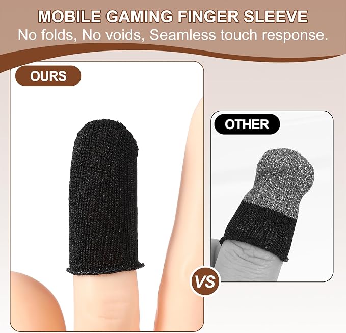 PATIKIL Controller Finger Thumb Sleeve, 40 Pack Mobile Gaming Finger Sleeve Silver Fiber Tip Gloves Anti-Sweat Breathable for Phone Game Touchscreen Devices, Black - Image 5
