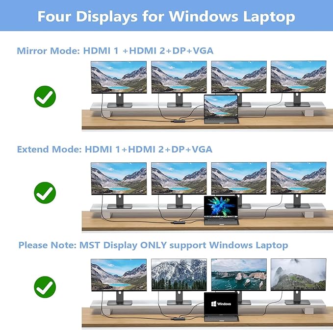 USB C Docking Station Dual Monitor for HP,Laptop Docking Station 3 Monitors - Image 5