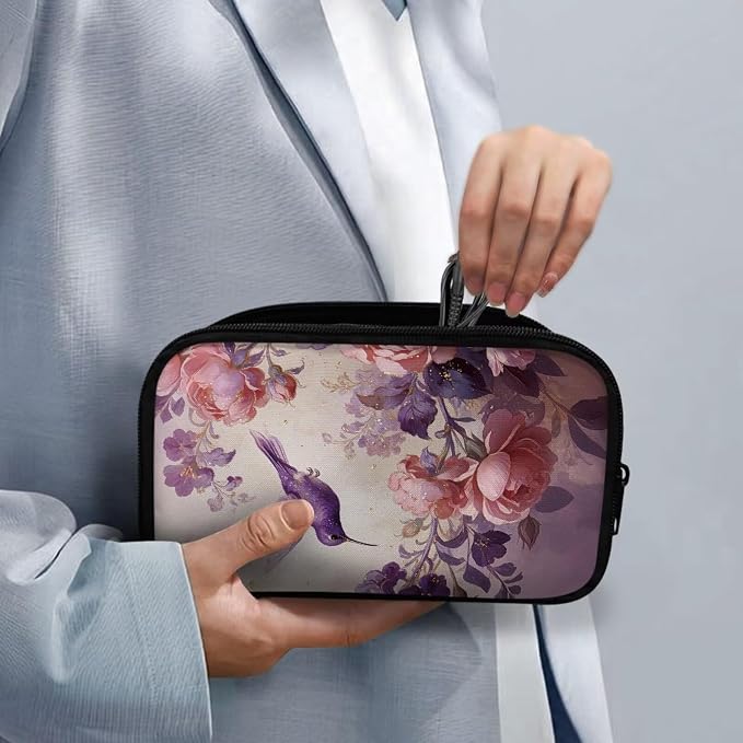 Purple Hummingbird Cord Organizer Travel Portable Electronic Organizer Travel Case Tech Pouch for Cable Cord Charger Phone Earphone Power Bank - Image 4