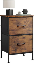 WLIVE Night Stand, Small Dresser with 2 Drawers & Wooden Top, Nightstand with Fabric Bins, Bedside Table End Table for Bedroom, Closet, Entryway, College Dorm, Rustic Brown by WLIVE