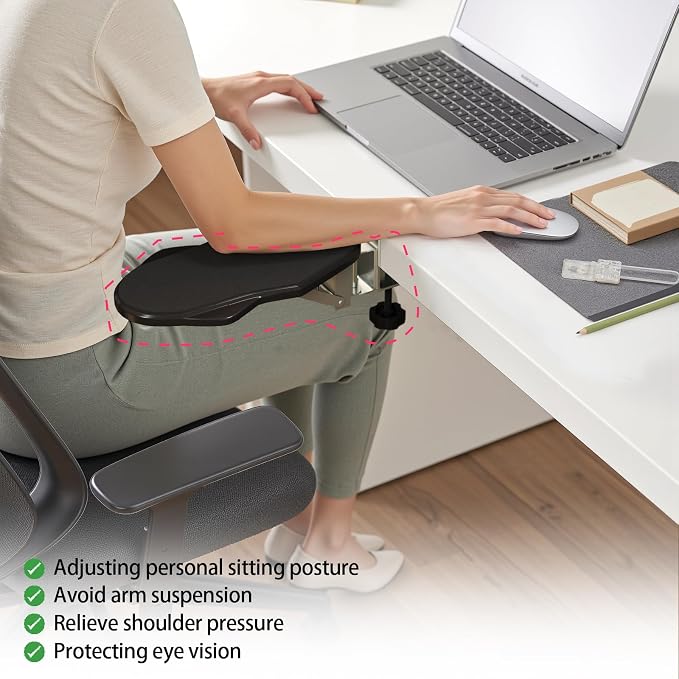 Ergonomic Arm/Elbow Rest for Desk, Foldable Rotating Black | Foldable, Rotatable, Computer Desk, Office & Gaming Comfort - Image 5