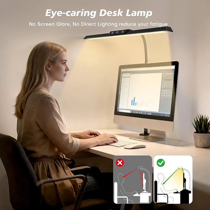 MOICO LED Desk Lamp with Clamp for Office Home- - Image 8
