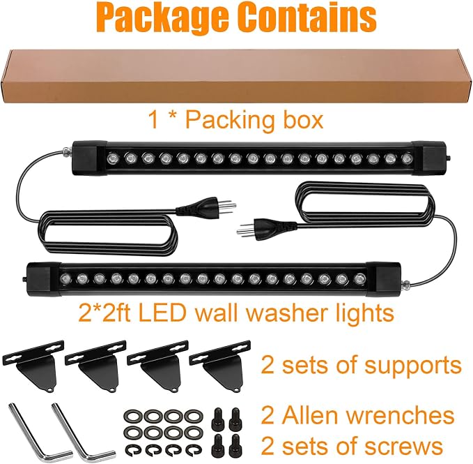 HNRLOY Wall Washer Light 2 Pack,36W 4000K Natural White Wall Washer Lighting,2FT 120V LED Linear Outdoor Wall Wash Light Bar for Garden,Backyards,Building,Courtyards Lighting - Image 8