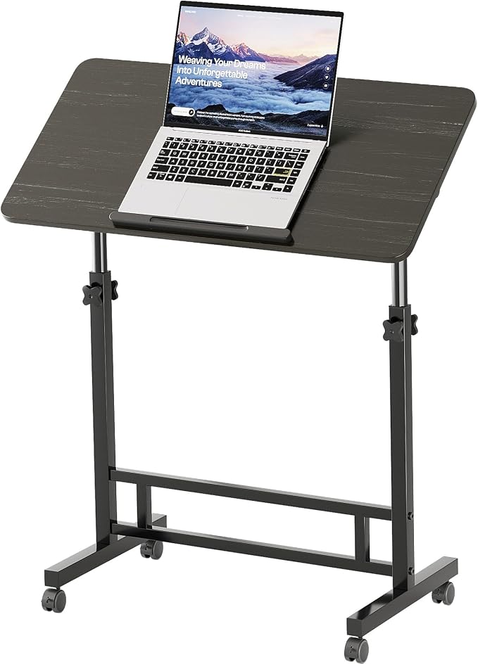TigerDad Sturdy TV Tray Table with Wheels Rolling Tray for Eating on Couch - Image 3