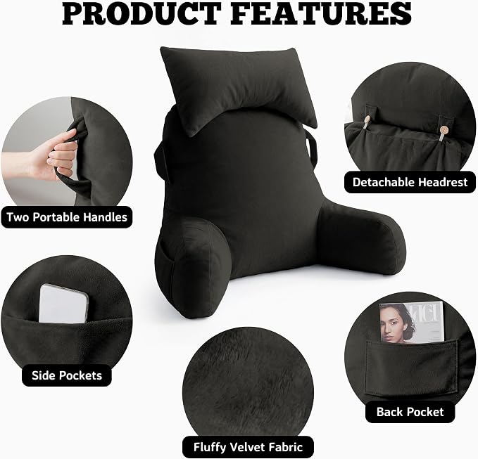 Reading Pillow for Bed,Back Pillow for Bed Sitting Up,Lumbar Support Pillow - Image 6