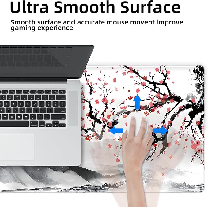 Galdas Mouse Pad for Gaming, Japanese Desk Mat,XXL XL Large Mouse Mat Long Extended Mousepad Non-Slip Rubber Mice Pads Stitched Edges Thin (31.5 x 11.8 x 0.12 Inches) Ink and Wash - Image 6