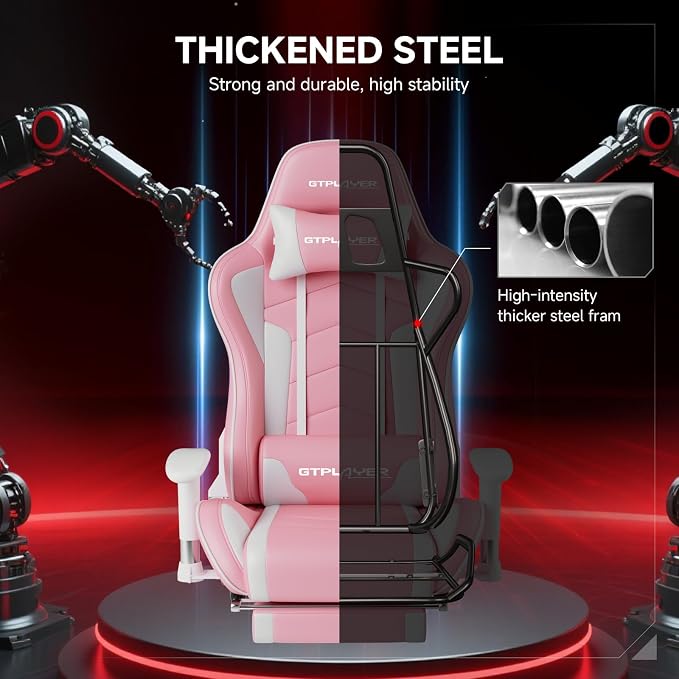 GTPLAYER Gaming Chair,Gamer Chair with Bluetooth and Adjustable Backrest,Seat Height Adjustable Computer Chairs with 3D Armrests,Video Game Chair with Footrest Speakers (Pink) - Image 9
