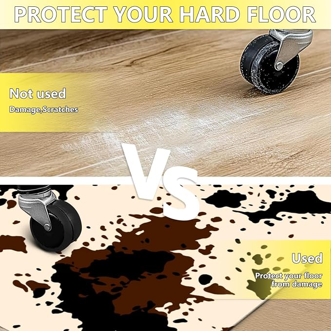 Office Chair Mat for Carpet Hardwood Tile Floor,36"x48" Computer Chair Mat for Rolling Chairs Carpet, Under Desk Non Slip Gaming Rug, Low-Pile Rubber Backing Large Protector Mat,Southwest Cow Print - Image 5
