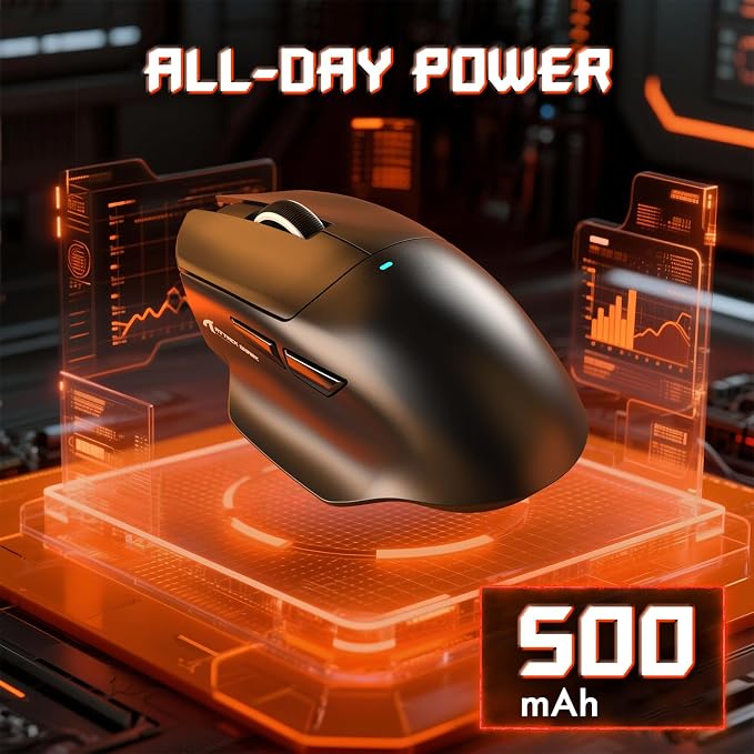 ATTACK SHARK V6 65g Superlight Wireless Gaming Mouse with RGB Magnetic Charging Dock,BT/2.4GHz Wireless/Wired Mouse 1K Polling,PixArt PAW3311 Sensor,25000DPI,Office Gamer Mice for PC/Win/Mac(Black) - Image 7