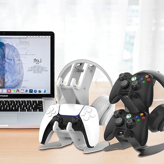 [2 Pack] Controller Holder Game Controller Rack Headset Stand for Xbox Series X S/Xbox one / PS5 / PS4 / NS/PC/Headset,Universal Organizer Storage for Video Game Accessories (Black,White) - Image 3