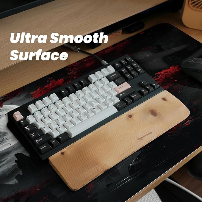 Gaming Mouse Pad with Anti-Slip Rubber Base, Extended Large Computer Mouse Mat with Stitched Edges, Long XL Anime Mousepad for Laptop and Keyboard, 31.5 x 11.8 inch (Dark Full Moon) - Image 5