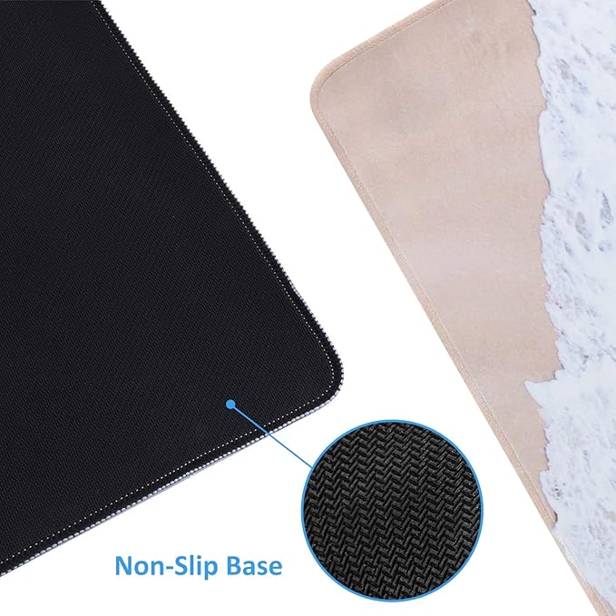 iCasso Extended Gaming Mouse Pad,35.4 x 15.7in Desk Pad,Beach | Non-Slip Rubber Base Mousepad with Stitched Edges,Waterproof Keyboard Mouse Mat for Work Home Game Office - Image 3