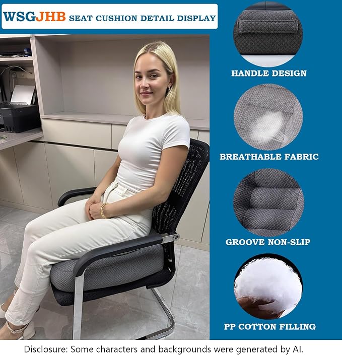Adult Booster Seat Cushion, Car Seat Cushions for Short People/Thick Office Chair Booster Seat Increase Field ​of View, for Trucks, Car, Office Chair, Home, Wheelchair,Angle Lift Seat Cushion (Grey) - Image 3