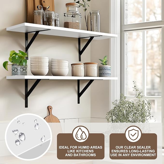 Tectocker-DOU 31.5" Long Floating Book Shelves for Wall, Heavy Duty, White - Image 3