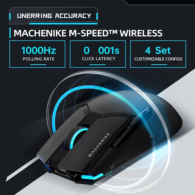 Machenike Wireless Gaming Mouse,26,000 DPI,PAW3395 Sensor,RGB Backlit,Ergonomic Design,6 Programmable Buttons,Long Battery Life,Ultra-Lightweight,White Gaming Mice Compatible with PC, Mac - Image 3