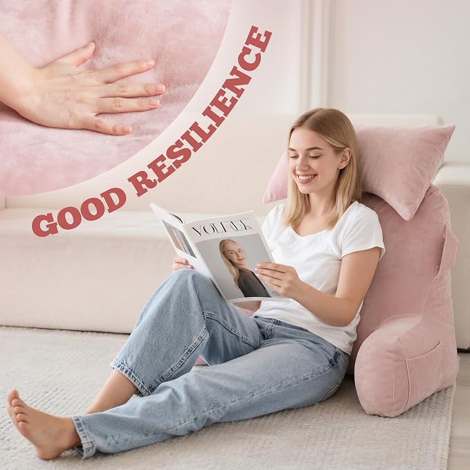 Reading Pillow for Bed,Back Pillow for Bed Sitting Up,Lumbar Support Pillow - Image 4