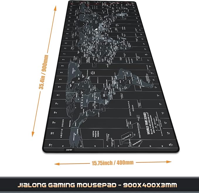 JIALONG Large Gaming Mouse Pad Extended Desk Mat XXL Mousepad with Non-Slip Keyboard Pad for Office Laptop, Computer and PC - 35.4 x 15.7 inches World Map - Image 2