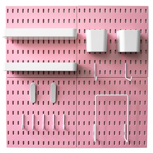 Pegboard Combination Kit for Wall Organizer, Wall Mounted Peg Board Kits for Kitchen, Bedroom, Office, &Bathroom, 4 Pieces Black Pegboards and 14 Accessories, 22" x 22" - Image 7