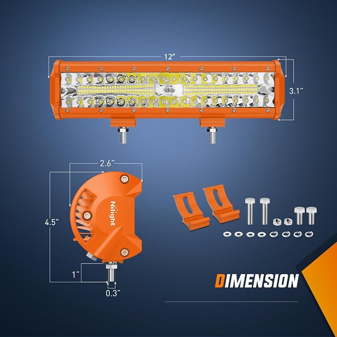 Nilight LED Light Bar 12Inch 300W Flood Spot Combo Triple Row Driving Lamp - Image 2