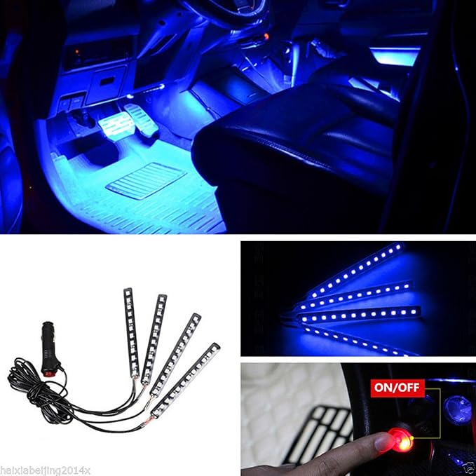 4PCS 48 LED Car Interior Lights, Blue Under Dash Light Kit - Image 3