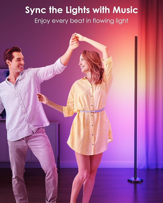 Corner Floor Lamp, 65" RGB Color Changing Mood Light with Remote Control, Dimmable LED Corner Lamp with Music Sync, Modern Floor Lamp for Living Room Gaming Room - Image 7