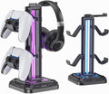 KDD RGB Headset Stand with 9 Light Modes - Controller Holder for Desk - Rotatable Headphone Stand & Detachable Controller Hook for PC Earphone Accessories(Black) by KDD