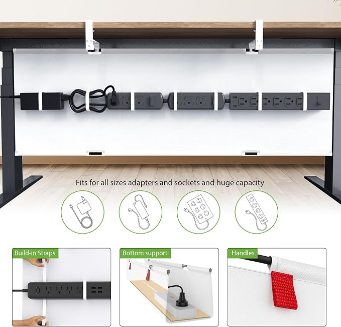 KEEGH Extra Large No Drill Under Desk Cable Management Tray 48 in, White - Image 3