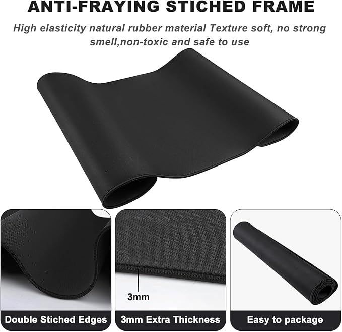 Large Mouse Pad Desk Mat Large Office Desk Pad Gaming Mouse Pad, Gray | Stitched Edges 35.4" x 15.7" Mousepad Non-Slip Waterproof Rubber Base PC Laptop Home Office Accessories - Image 3