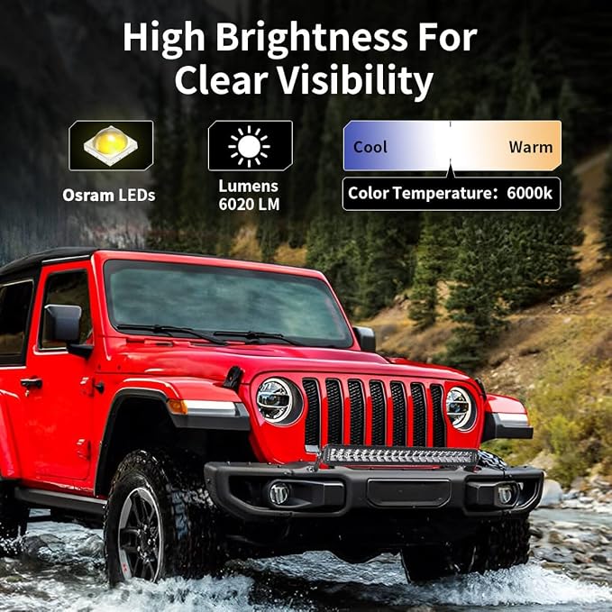 LASFIT 22 inch LED Light Bar, Slim Single Row, Spot Flood Combo Beam, IP67 Waterproof Front Bumper Grille Bar for 4Runner Tacoma Tundra Crosstrek GX LX UTV SxS Marine Boat - Image 2