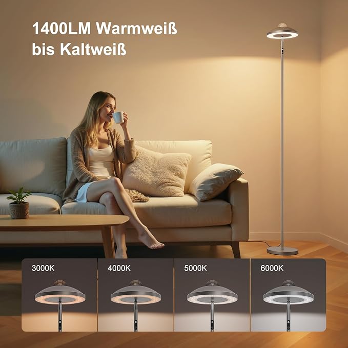 DUSKTEC 3-in-1 Floor Lamp, RGB Aurora & Galaxy Star Projector, 69", Silver - Image 6
