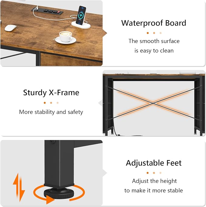 60 Inch Computer Desk with 8 Drawers for Home Office, Bedroom, Living Room - Image 9
