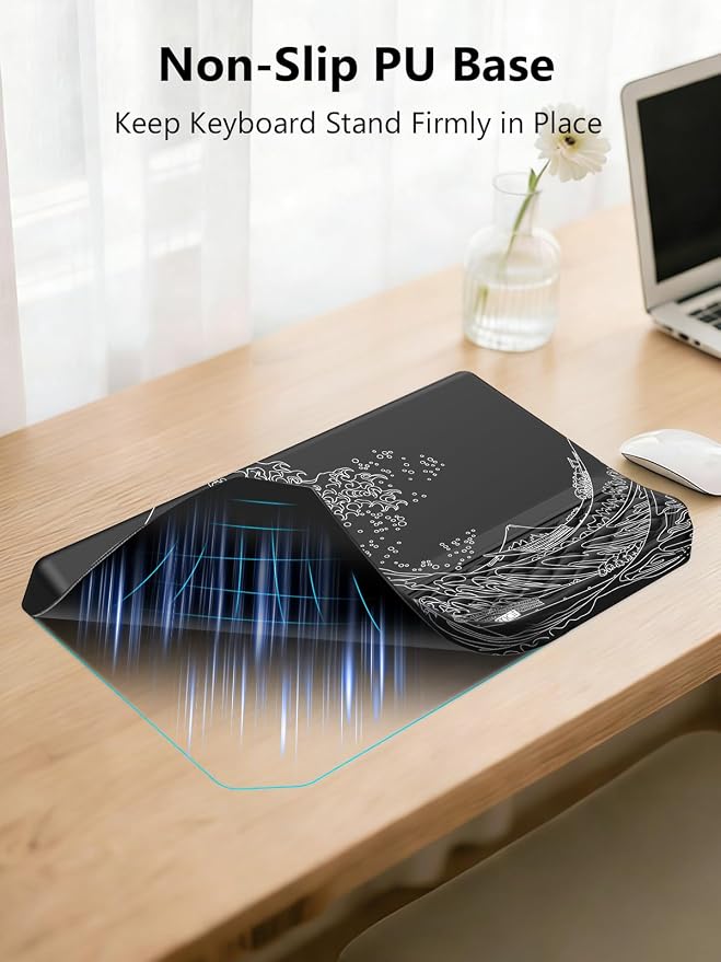 2-in-1 Ergonomic Keyboard Stand with Wrist Rest, Kanagawa Wave - Image 5
