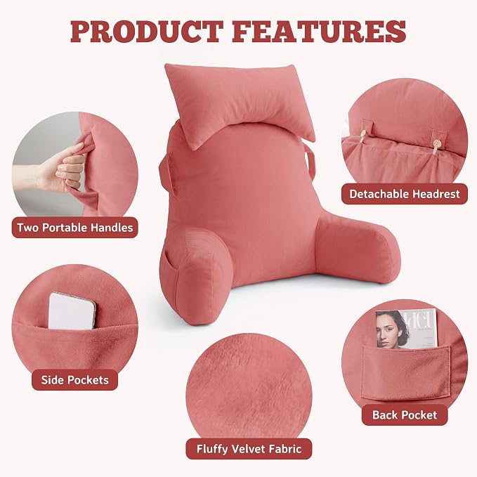 Reading Pillow for Bed,Back Pillow for Bed Sitting Up,Lumbar Support Pillow - Image 6