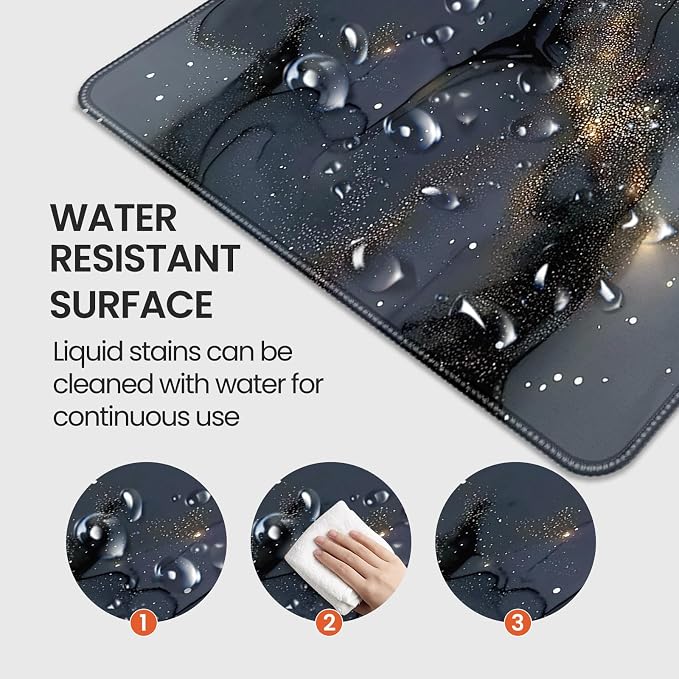 Extended Gaming Mouse Pad, Navy Blue Marble Pattern, 35.4 x 15.7 inches, XXL Extra Large Desktop Pad, Non-Slip Base, Waterproof, Suitable for Home Gaming and Office Use - Image 4
