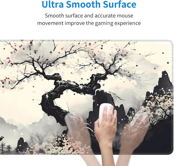 Extended Gaming Mouse Pad, Large Gaming Mouse Waterproof with Stitched Edges, Non-Slip Desktop Pad for Home and Office, Level Up Your 31.5x11.8 Inch… (wash Painting) - Image 4