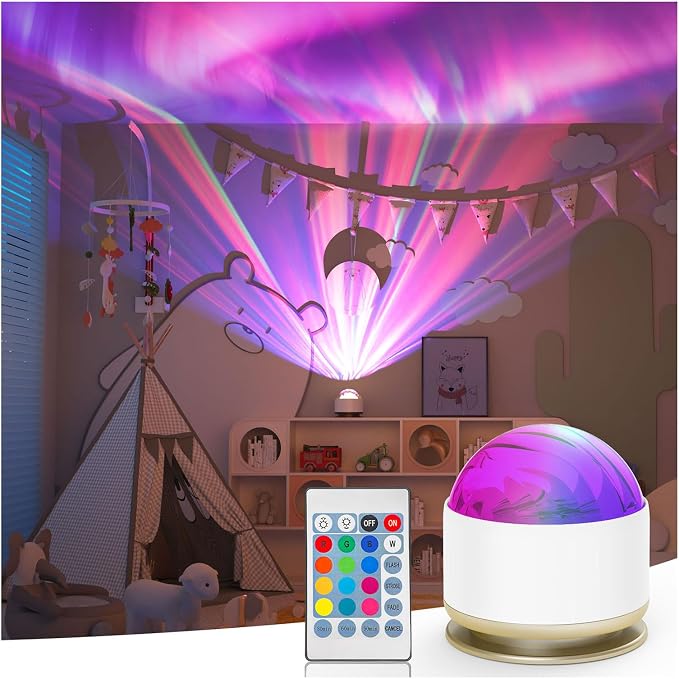 HUMIIEYE Northern Lights Projector, 13 Colors Aurora Night Light Projector for Bedroom, 3 Timers, Remote Galaxy Light Projector, Memory Function Dimmable Mood Lighting for Playroom Kids Teen Girl Gift by HUMIIEYE