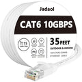 Jadaol Cat6 Ethernet Cable 35FT with Clips 10Gbps Flat Network Cable, White by Jadaol