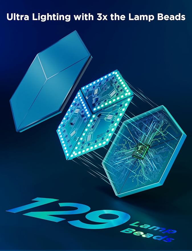 Govee Glide Hexagon Light Panels Ultra, RGBIC 3D Wall Lights with DIY - Image 4