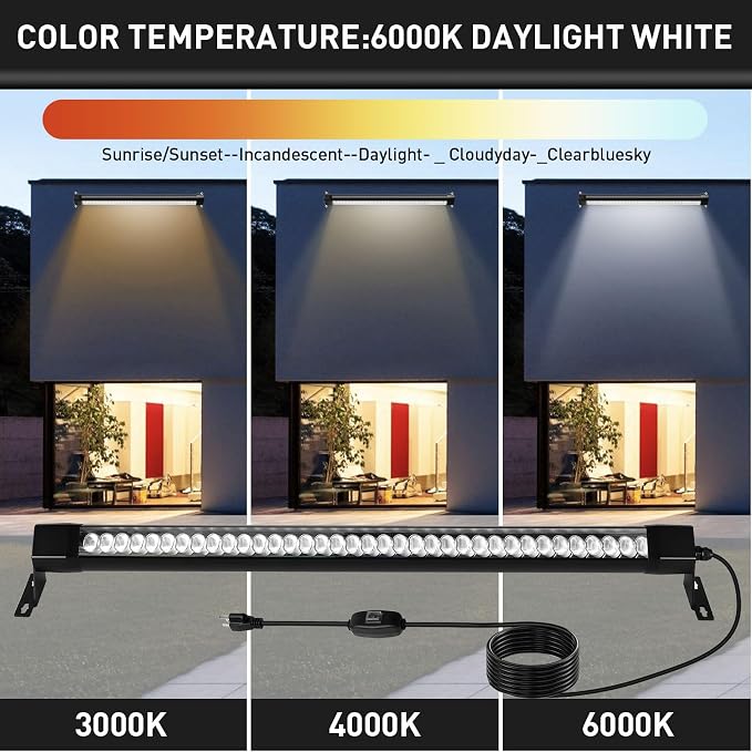 LED Wall Washer Lights Bar 2 Pack,54W 6000K Outdoor Wall Wash Lighting,40 Inch IP67 Waterproof 120V Outdoor LED Light Bar with Switch On/Off for Garden,Backyard,Building,Courtyard Landscape Lighting - Image 5