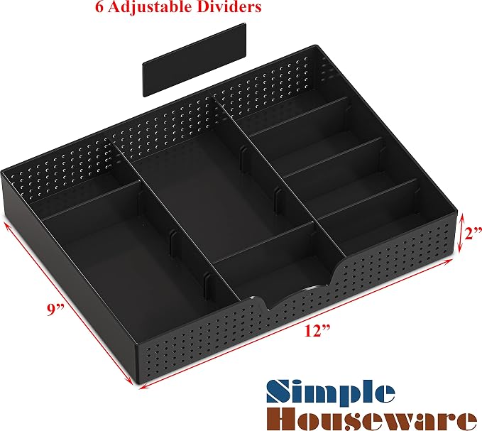 Simple Houseware Desk Monitor Stand Riser w/ Adjustable Tray, Black | Built-In Tablet Slot and Side Storage - Image 5