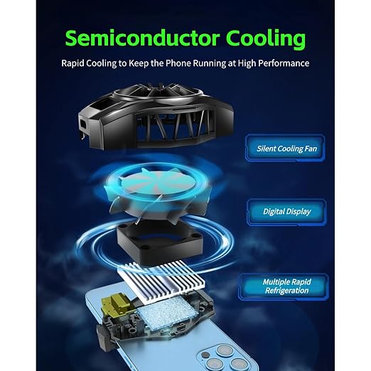 Cell Phone Cooler, RGB Semiconductor Cellphone Radiator with Digital Display, Portable Lightweight Magnetic Mobile Phone Cooling Fan for Gaming Sreaming Waching Videos - Image 4