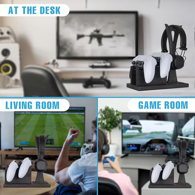 Gamer Gifts for Men Teenage Boy Controller Holder & Headphone Stand, Stylish Gaming Accessories Setup Controller Stand Headset Stands, Unique Gifts for Gamers to Organize Gaming Equipment - Image 3