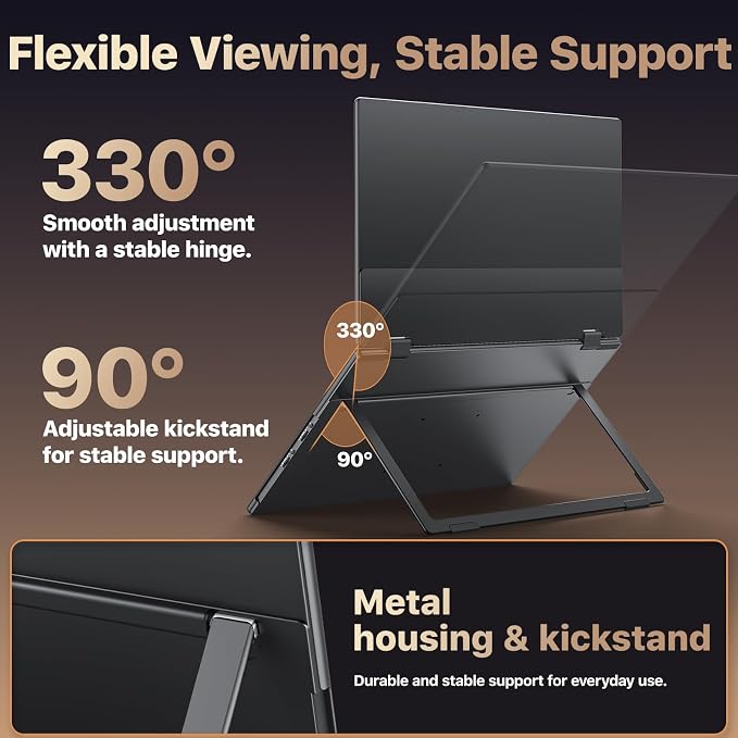 kksmart Portable Monitor for Laptop MacBook Surface PC Xbox PS5, Travel Monitor Second Screen for Laptop, HDMI USB-C VESA Compatible Built-in Speaker, 15.6in - Image 5