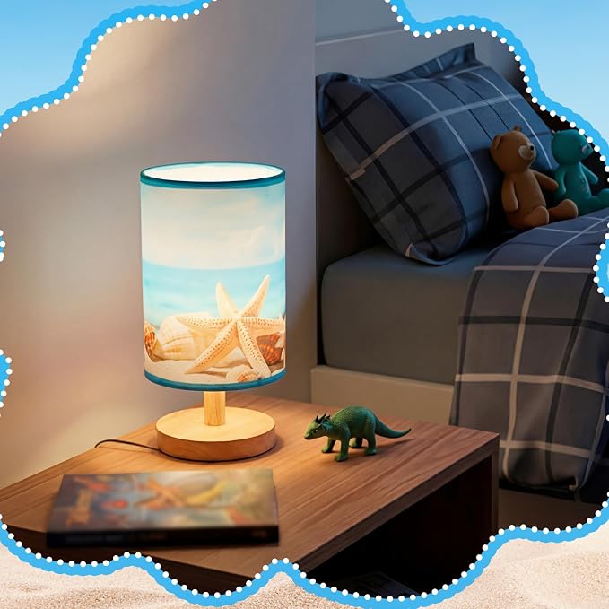 Glooglitter Coastal Beach Table Lamps Gifts 3 Colors Dimmable Lights Ocean Beach Room Bedroom Decor 11.02 x 5.12 Inch Conch Starfish Bedside Bedroom Sea Lamps Night Light for Desk Table Birthday Gifts - Image 6