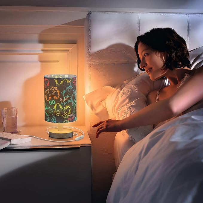 Bedside Table Lamp Video Game Nightstand Lamp with Wood Gaming Gamer Colorful Desk Lamps for Bedroom Living Room Nursery Office Home Decor - Image 5